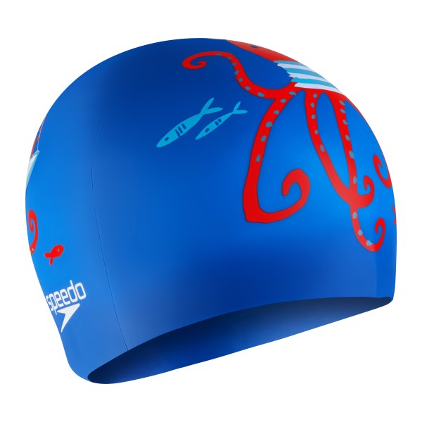 Otroška plavalna kapa SLOGAN // BLUE/RED