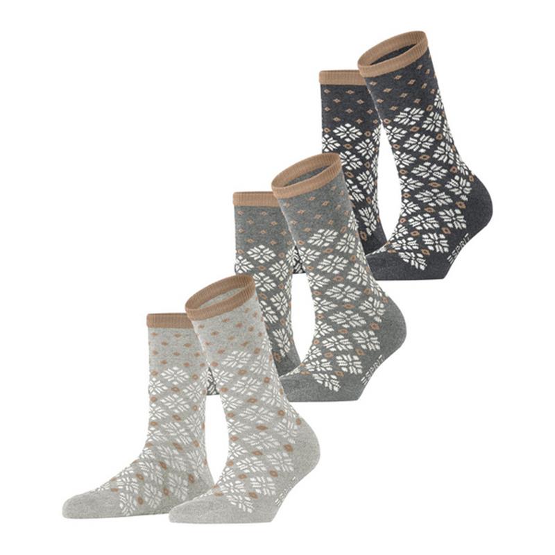 Ženske čarape Esprit Norwegian 3-Pack Women SO sort