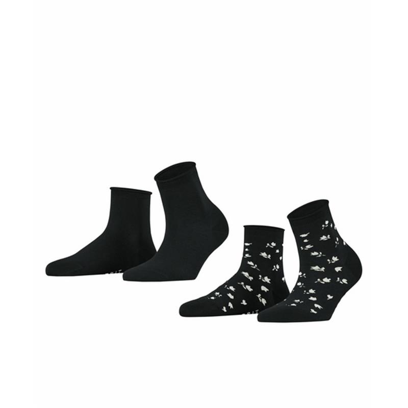 Ženske čarape Esprit Mini Flower 2-Pack Women SO black