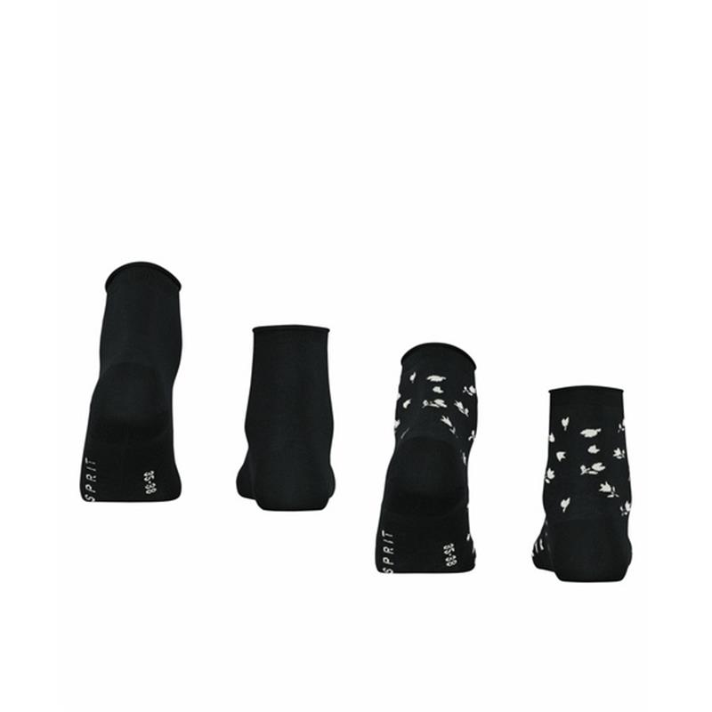 Ženske čarape Esprit Mini Flower 2-Pack Women SO black