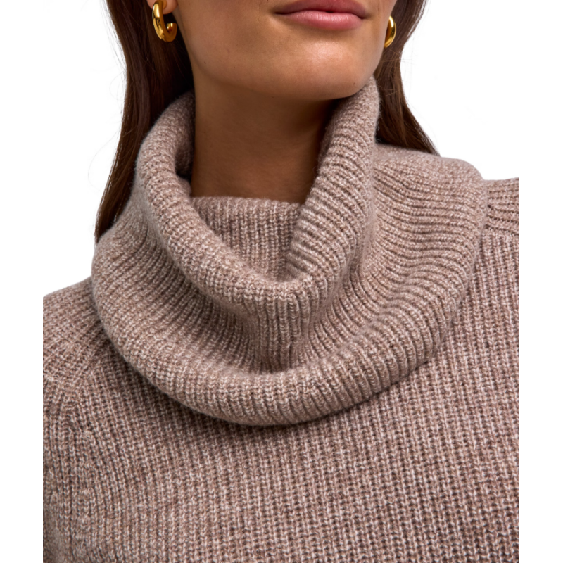 Ženska haljina SEL Ribbed Lambswool Dress w sand