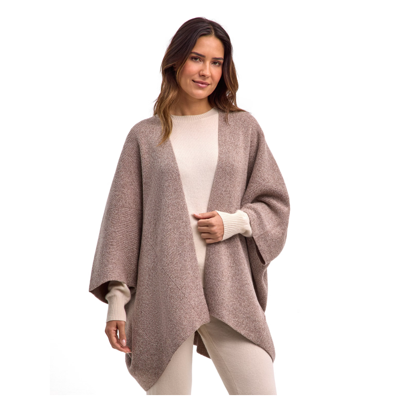 Ženski plašč SEL Ribbed Lambswool Cape w sand