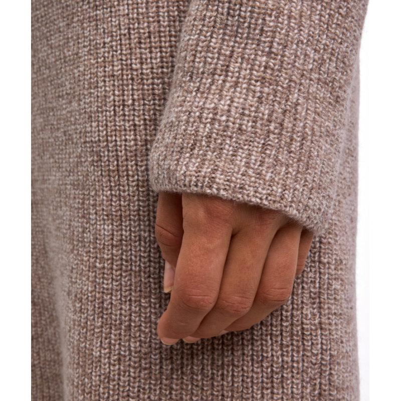 Ženska haljina SEL Ribbed Lambswool Dress w sand