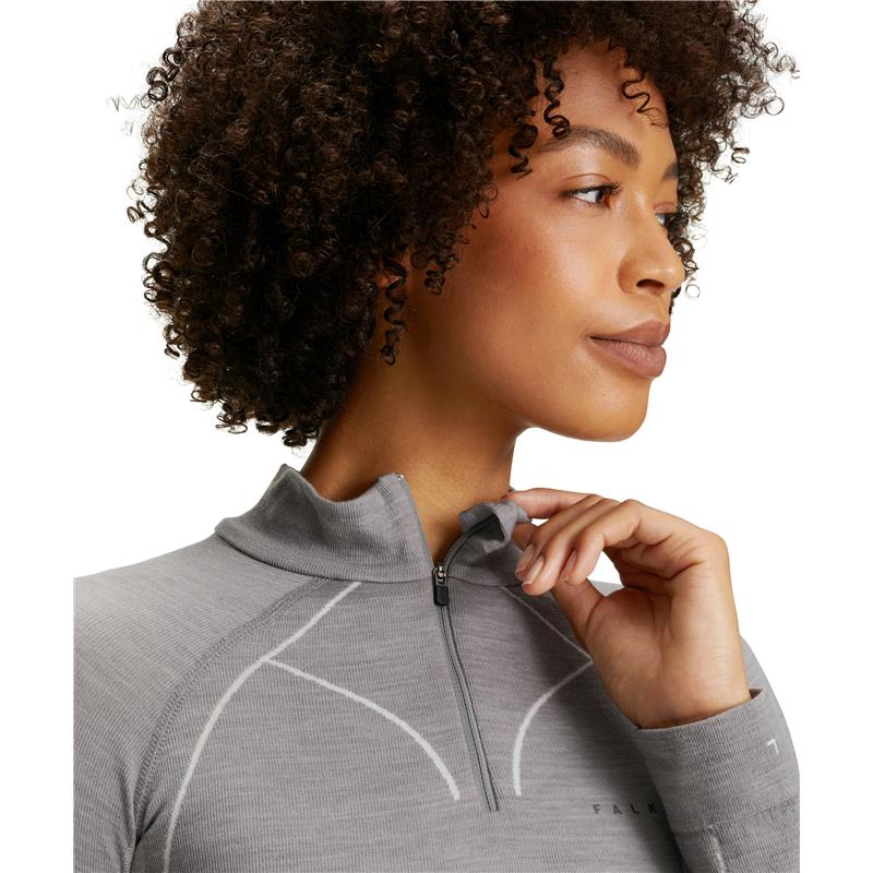 Ženska majica FALKE WT Zip Shirt Regular w grey-heather