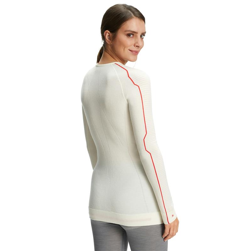 Ženska majica FALKE WT LS Shirt Regular w offwhite-neon red
