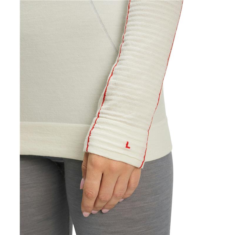 Ženska majica FALKE WT LS Shirt Regular w offwhite-neon red