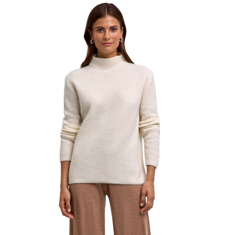 Ženski pulover SEL Ribbed Lambswool Mock Neck w off-white