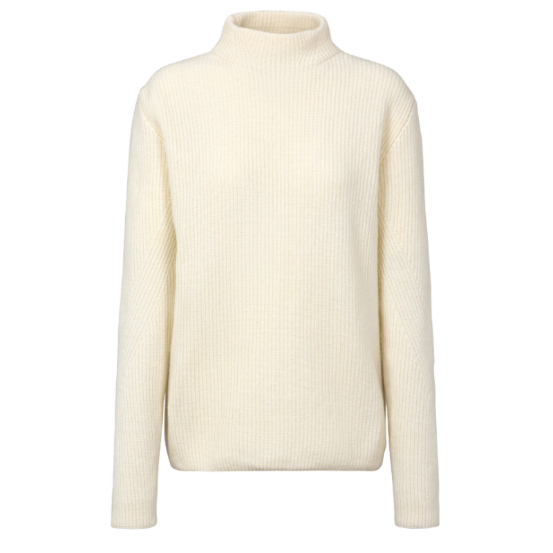 Ženski pulover SEL Ribbed Lambswool Mock Neck w off-white