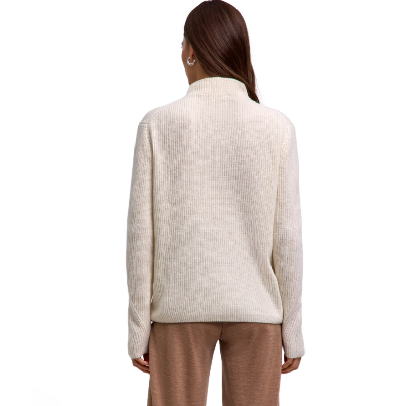 Ženski pulover SEL Ribbed Lambswool Mock Neck w off-white