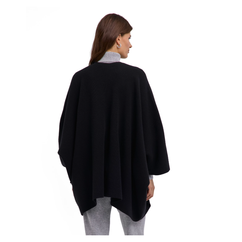 Ženski plašč SEL Ribbed Lambswool Cape w black