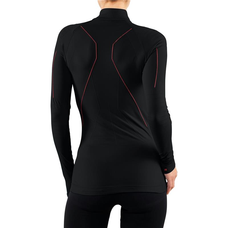 Ženska majica FALKE W Zip Shirt Tight w black-fuego
