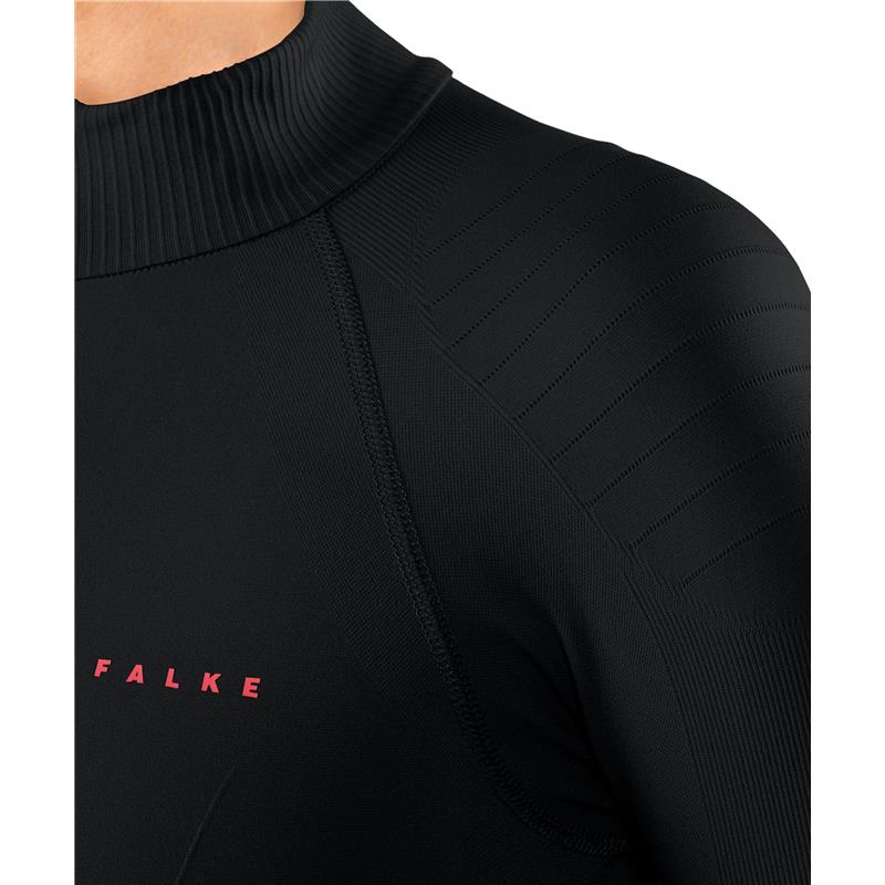 Ženska majica FALKE W Zip Shirt Tight w black-fuego