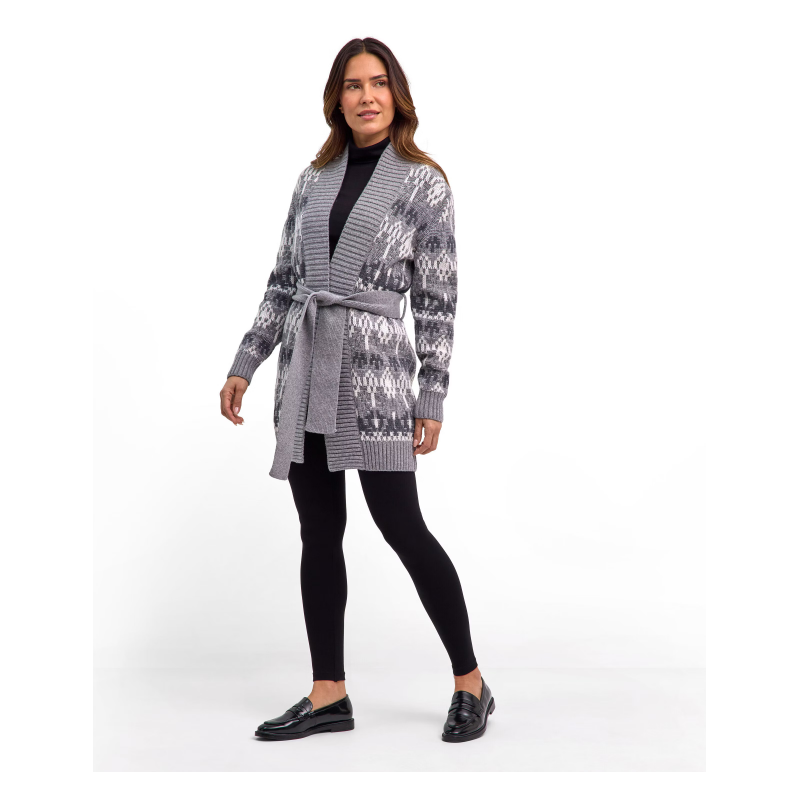 Ženska jopa SEL Jacquard Long Cardigan w Moškagrey mel