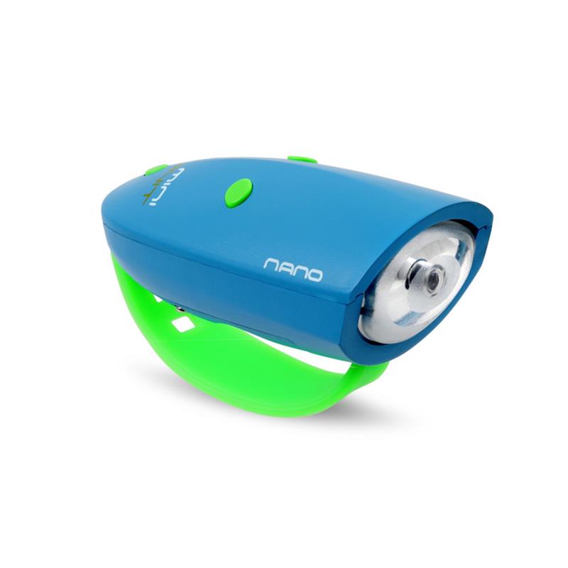 Svjetlo i zvono za bicikl Mini Hornit NANO blue/green