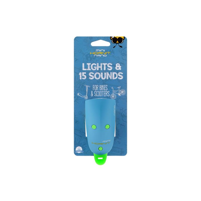 Svjetlo i zvono za bicikl Mini Hornit NANO blue/green