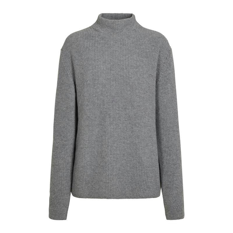 Ženski pulover SEL Ribbed Lambswool Mock Neck w Moškagrey me