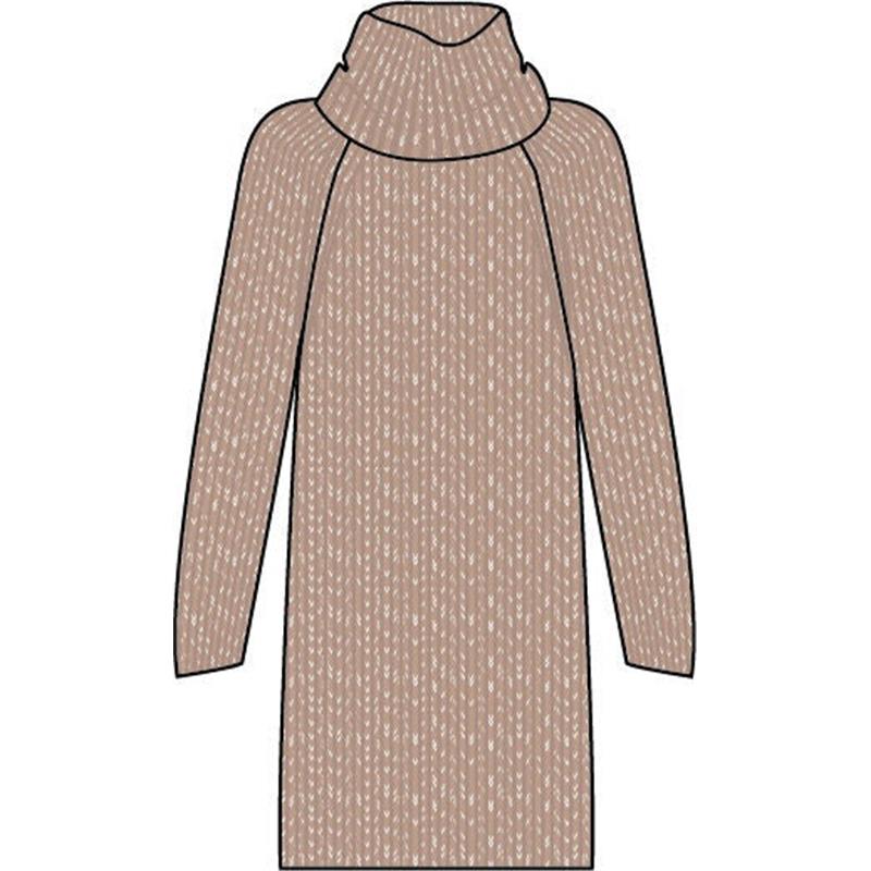 Ženska haljina SEL Ribbed Lambswool Dress w sand
