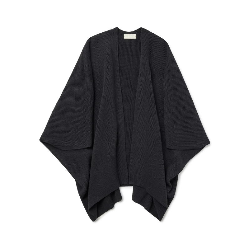 Ženski plašč SEL Ribbed Lambswool Cape w black