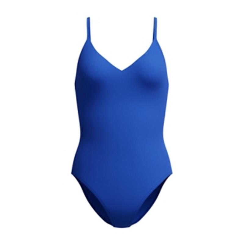 Ženske kopalke SOLID V-NECK ONE PIECE BLUE