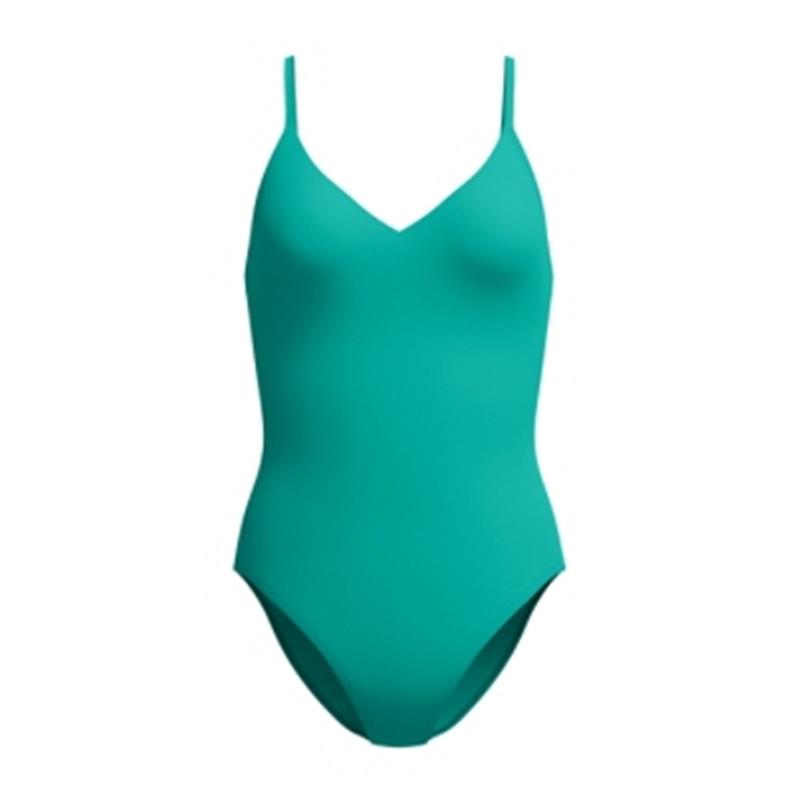 Ženske kopalke SOLID V-NECK ONE PIECE GREEN