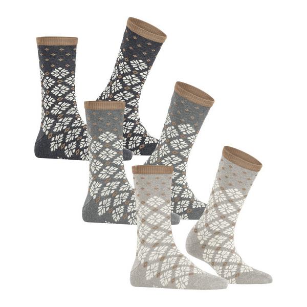 Ženske čarape Esprit Norwegian 3-Pack Women SO sort