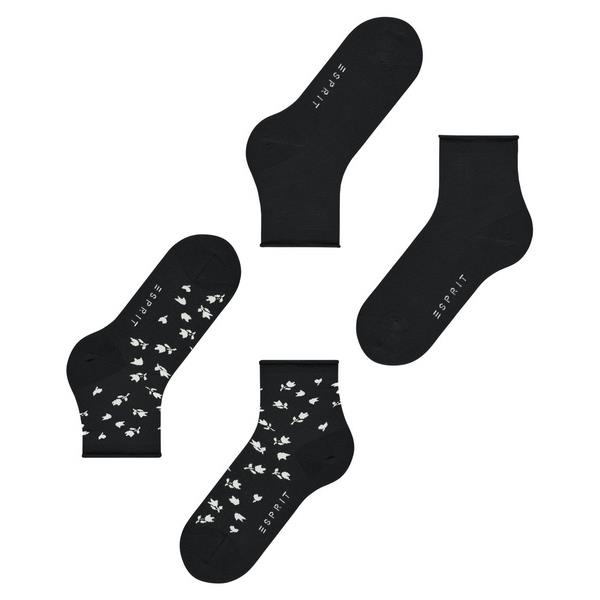 Ženske čarape Esprit Mini Flower 2-Pack Women SO black