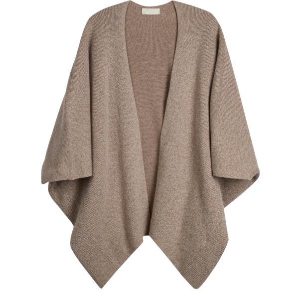 Ženski plašč SEL Ribbed Lambswool Cape w sand