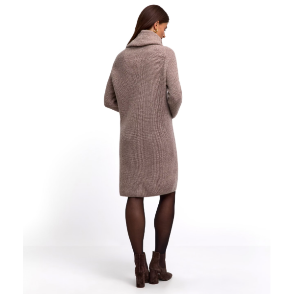 Ženska haljina SEL Ribbed Lambswool Dress w sand