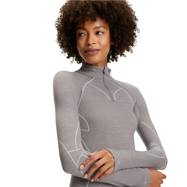 Ženska majica FALKE WT Zip Shirt Regular w grey-heather