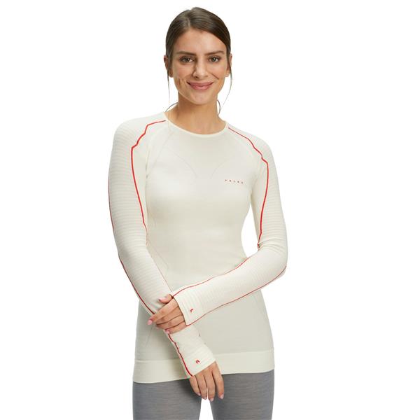 Ženska majica FALKE WT LS Shirt Regular w offwhite-neon red