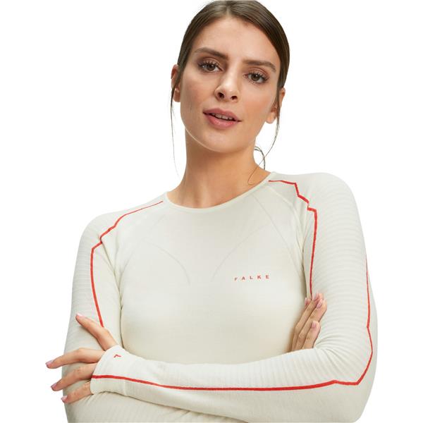 Ženska majica FALKE WT LS Shirt Regular w offwhite-neon red
