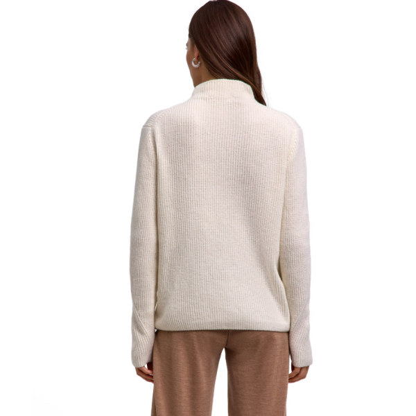 Ženski pulover SEL Ribbed Lambswool Mock Neck w off-white