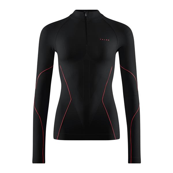 Ženska majica FALKE W Zip Shirt Tight w black-fuego