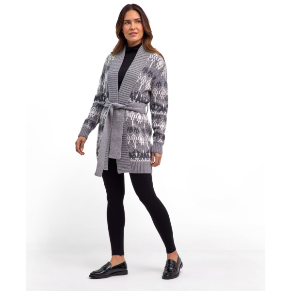 Ženska jopa SEL Jacquard Long Cardigan w Moškagrey mel