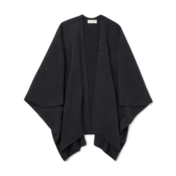 Ženski plašč SEL Ribbed Lambswool Cape w black