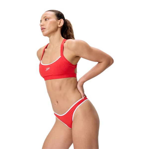 Ženski sp.del kopalk TEXTURE SCOOP BIKINI BOTTOM RED/WHT