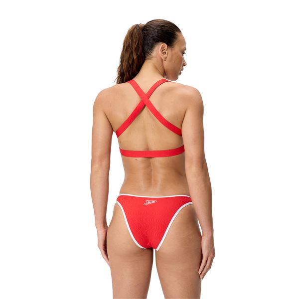 Ženski sp.del kopalk TEXTURE SCOOP BIKINI BOTTOM RED/WHT
