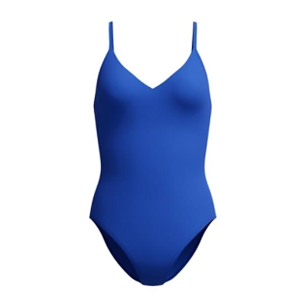 Ženske kopalke SOLID V-NECK ONE PIECE BLUE
