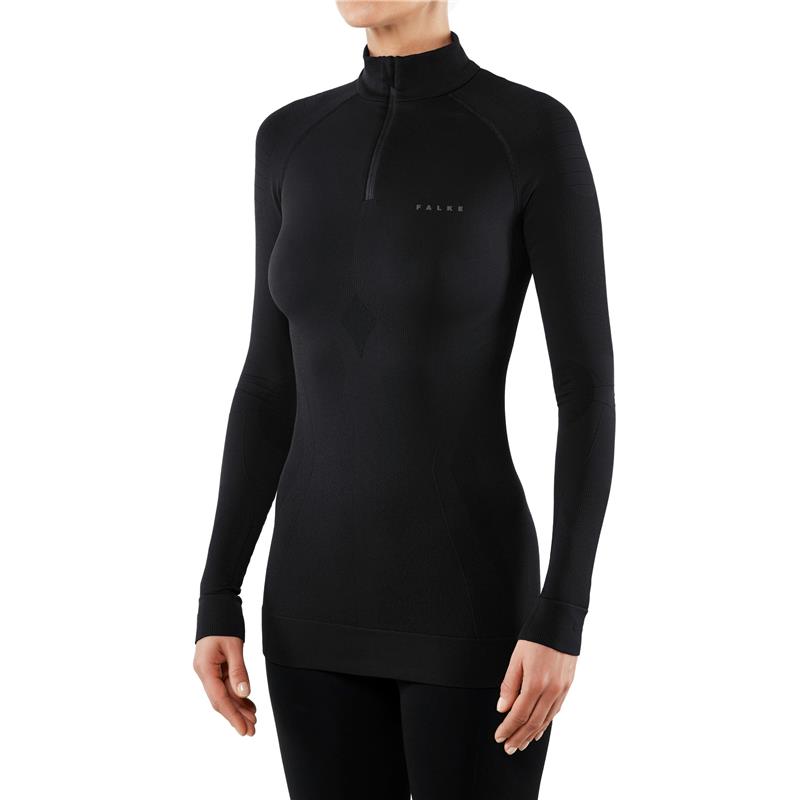 Ženska majica FALKE MW Zip Shirt w black