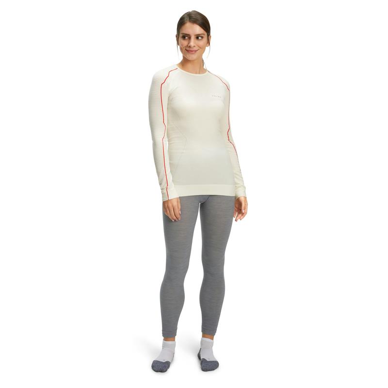 Ženska majica FALKE WT LS Shirt Regular w offwhite-neon red