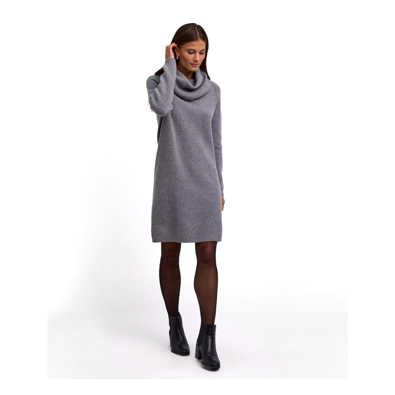 Ženska obleka SEL Ribbed Lambswool Dress w grey mel
