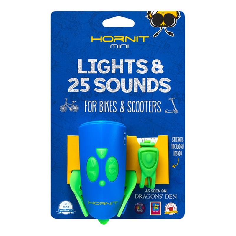 Luč in zvonec za kolo Mini Hornit Green/Blue