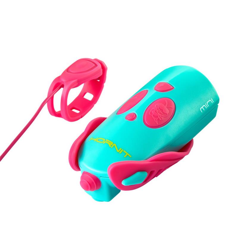 Luč in zvonec za kolo Mini Hornit Pink/Turquoise