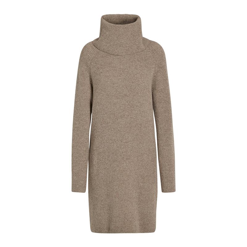 Ženska obleka SEL Ribbed Lambswool Dress w sand