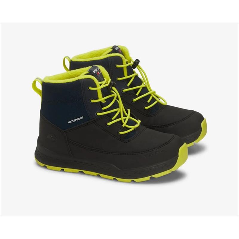 Otroški čevlji Sjur Mid WP Warm Black/Lime