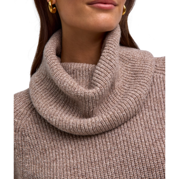 Ženska obleka SEL Ribbed Lambswool Dress w sand