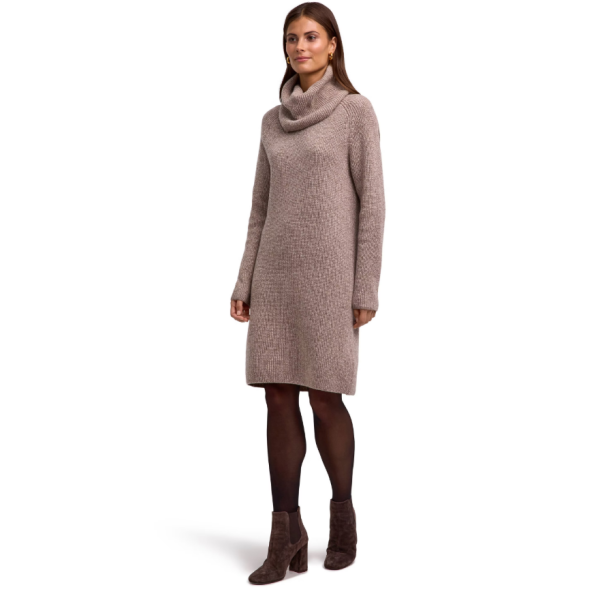 Ženska obleka SEL Ribbed Lambswool Dress w sand