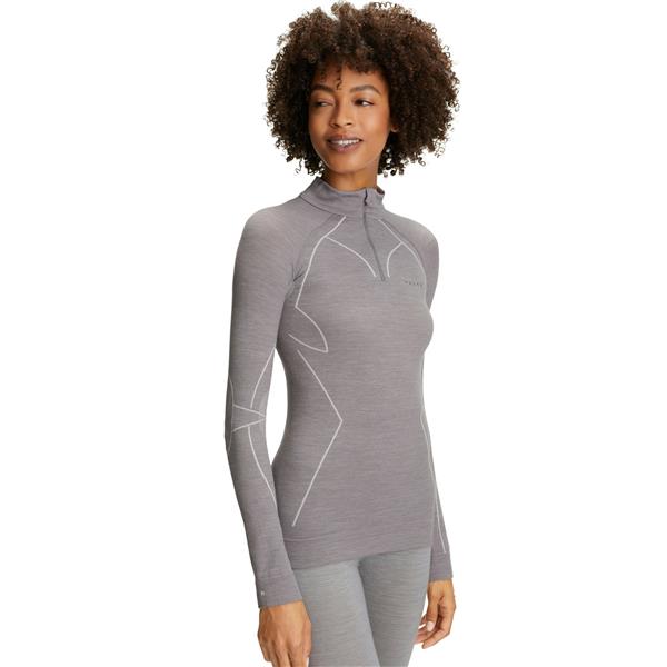 Ženska majica FALKE WT Zip Shirt Regular w grey-heather