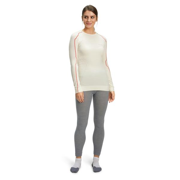 Ženska majica FALKE WT LS Shirt Regular w offwhite-neon red