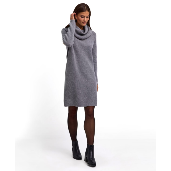 Ženska obleka SEL Ribbed Lambswool Dress w grey mel